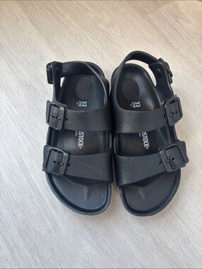 Birkenstock Black Kids Two-Strap Buckle Sandals